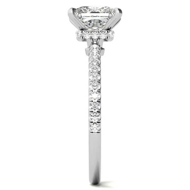 10K Gold Princess Cut Moissanite Hidden Halo Engagement Ring-6