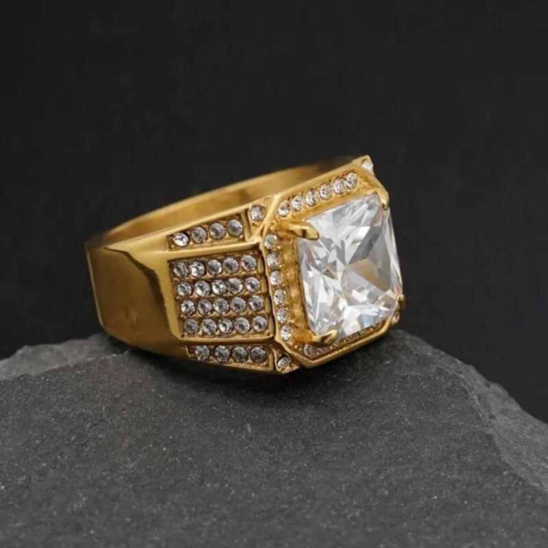 10K Gold Princess Cut Moissanite Men's Band for Men-3