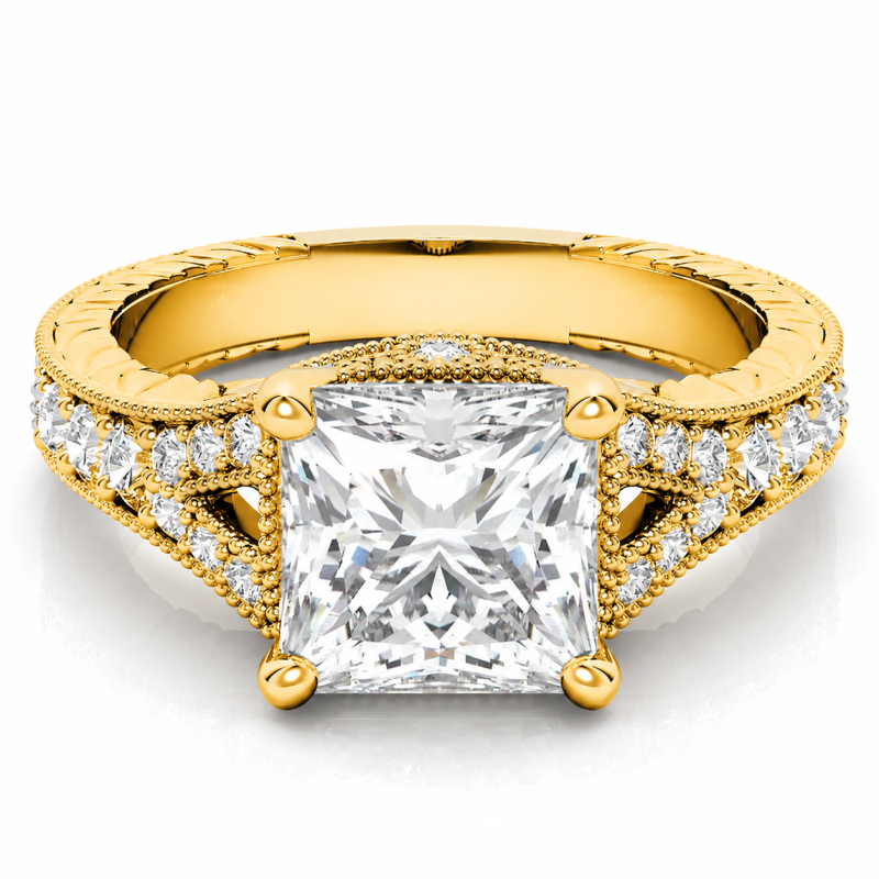 10K Gold Princess Cut Vintage Moissanite Engagement Ring-1