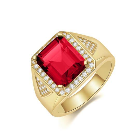 Bague carrée en or 10 carats avec zircone cubique princesse carrée pour homme