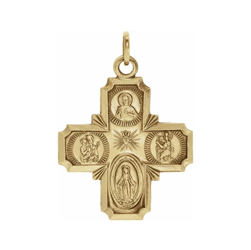 Pendentif croix religieuse à quatre branches en or 18 carats, 18 mm-1