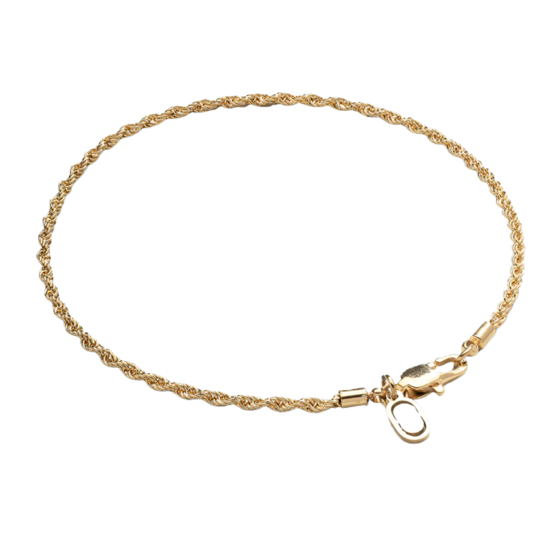 Pulsera de cadena de oro de 14 quilates con forma de cuerda de 2 mm-1