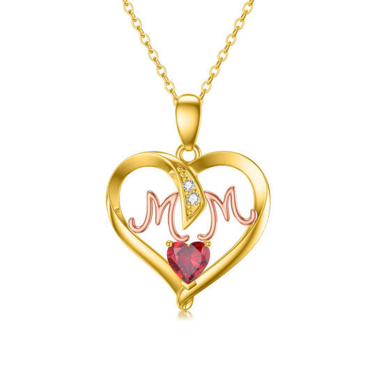 Collar con colgante de circonita cúbica en forma de corazón de oro rosa y oro de 14 quilates con palabra grabada para mujer, mejor hermana