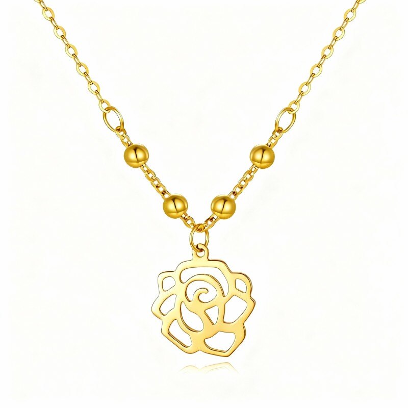 18K Gold Rose Pendant Necklace-1