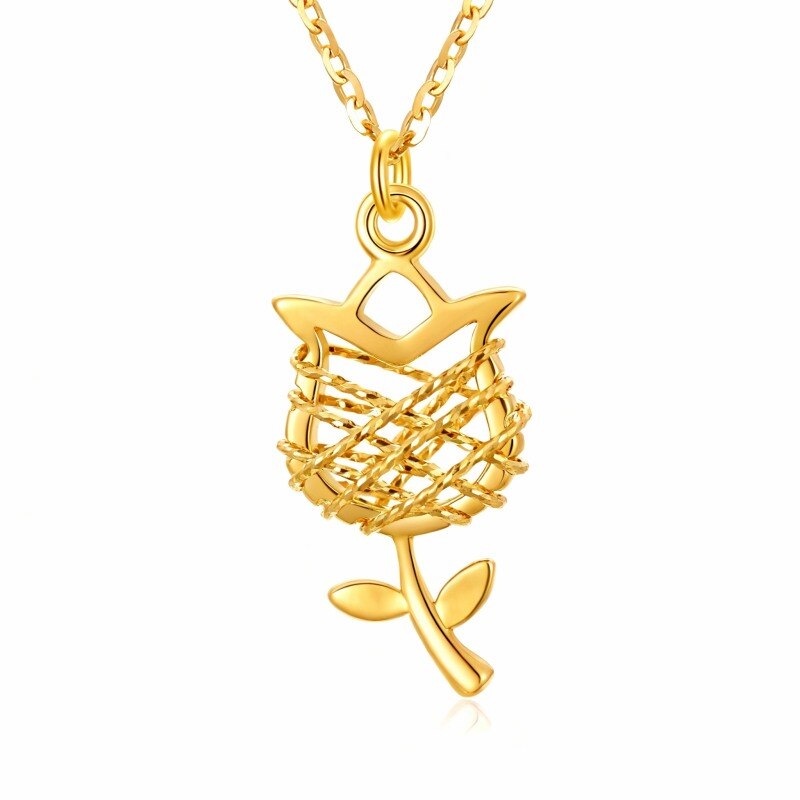 Collar con colgante de rosa de oro de 18 quilates-1