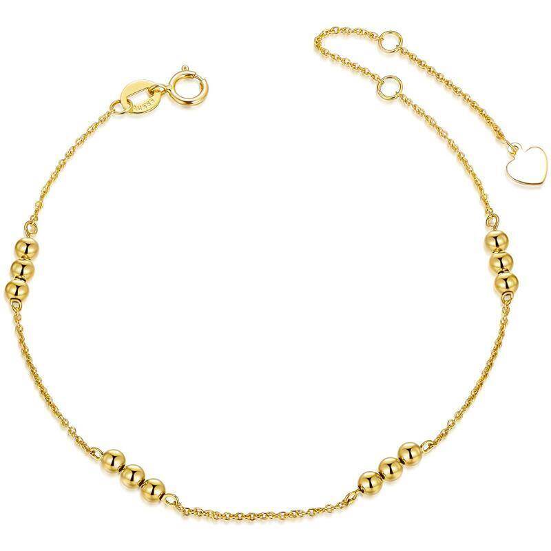 14K Gold Round Bead Station Chain Bracelet-1