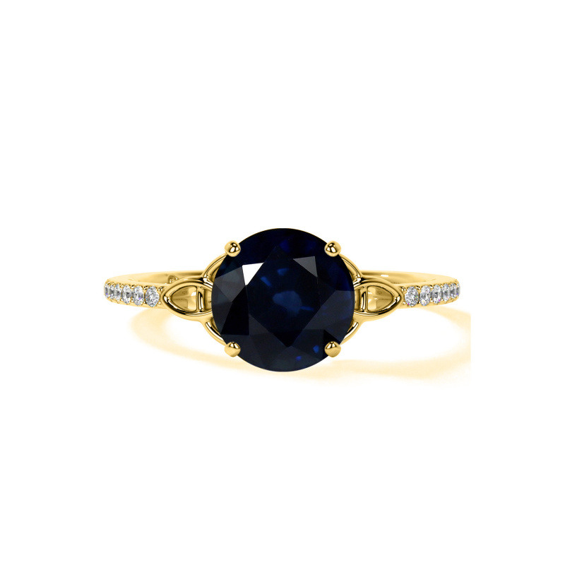 Anillo de compromiso con nudo celta de corte redondo en oro de 14 quilates-1