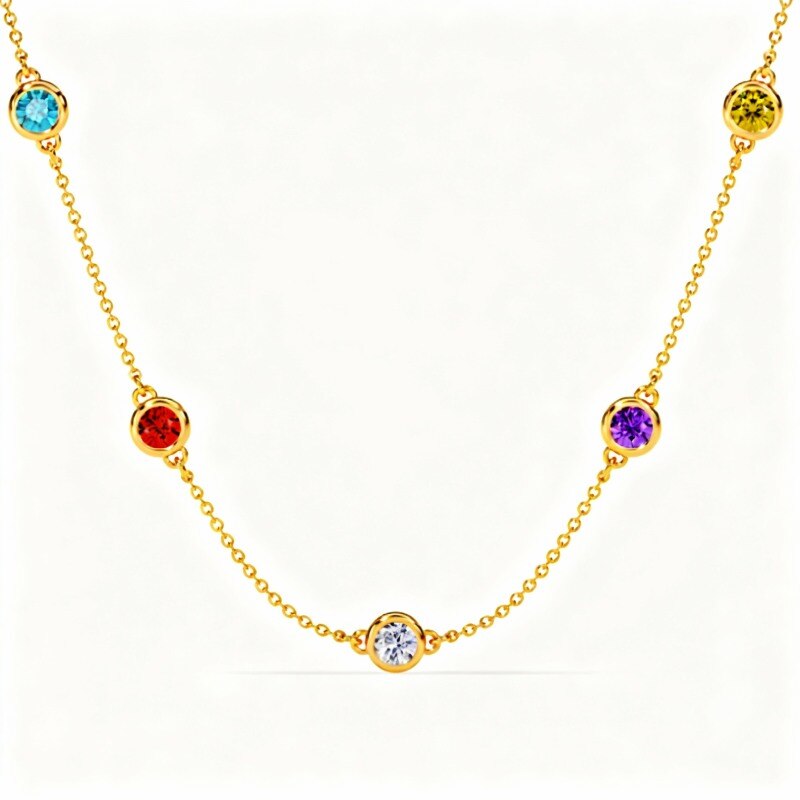 Collier pendentif personnalisé en or 14 carats avec zircon cubique taille ronde et pierre de naissance, symbole des sœurs.-1