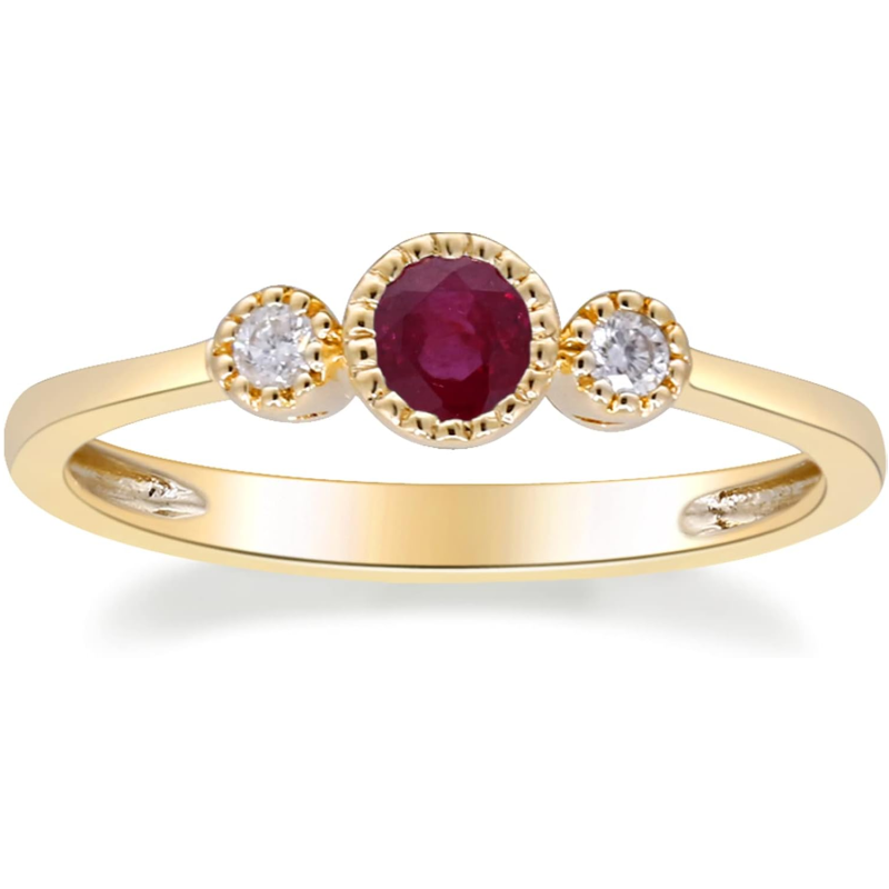 Anillo de compromiso personalizado con gema y corte redondo en oro de 10 quilates-1