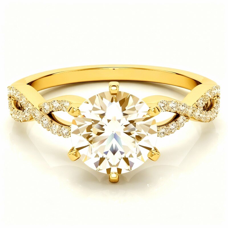 14K Gold Round Cut Engagement Ring-1