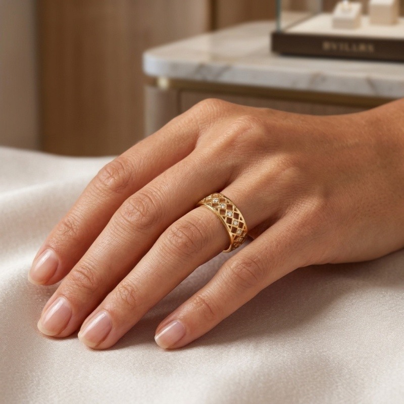 18K Gold Round Cut Laboratory Diamonds Custom Wedding Ring-2