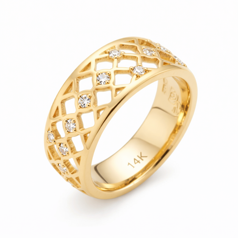 18K Gold Round Cut Laboratory Diamonds Custom Wedding Ring-1