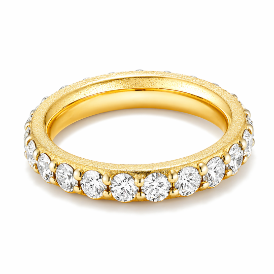 Anillo de boda personalizado con diamantes de laboratorio de corte redondo en oro de 14 quilates