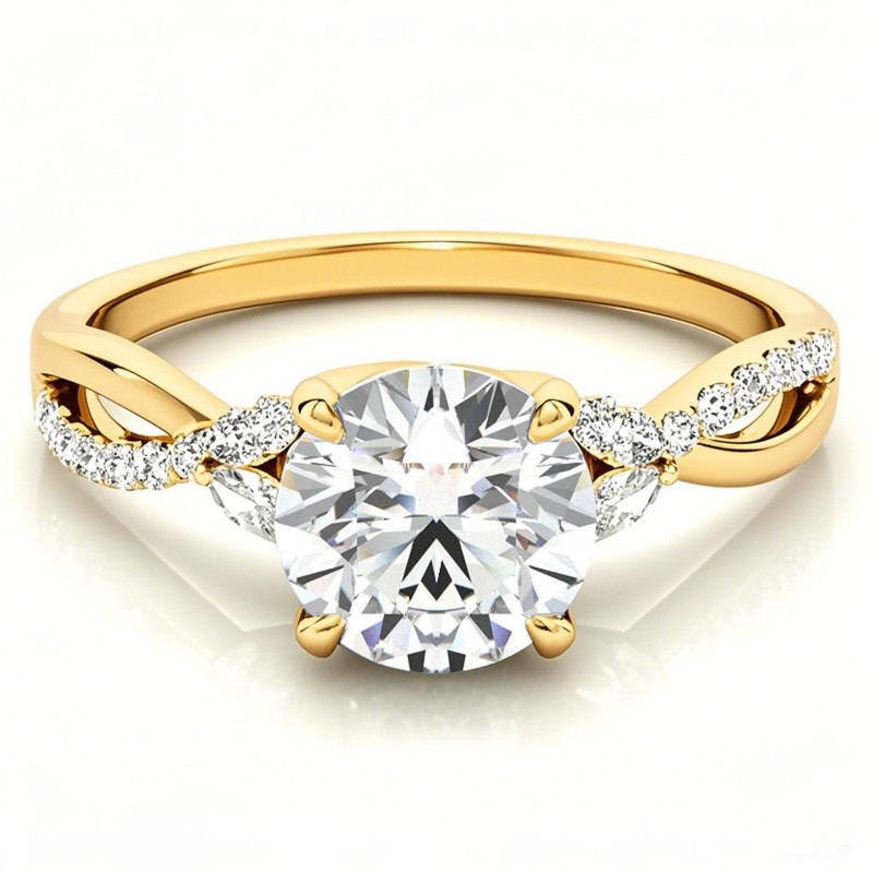 Anillo de compromiso de oro de 18 quilates con moissanita de talla redonda-1