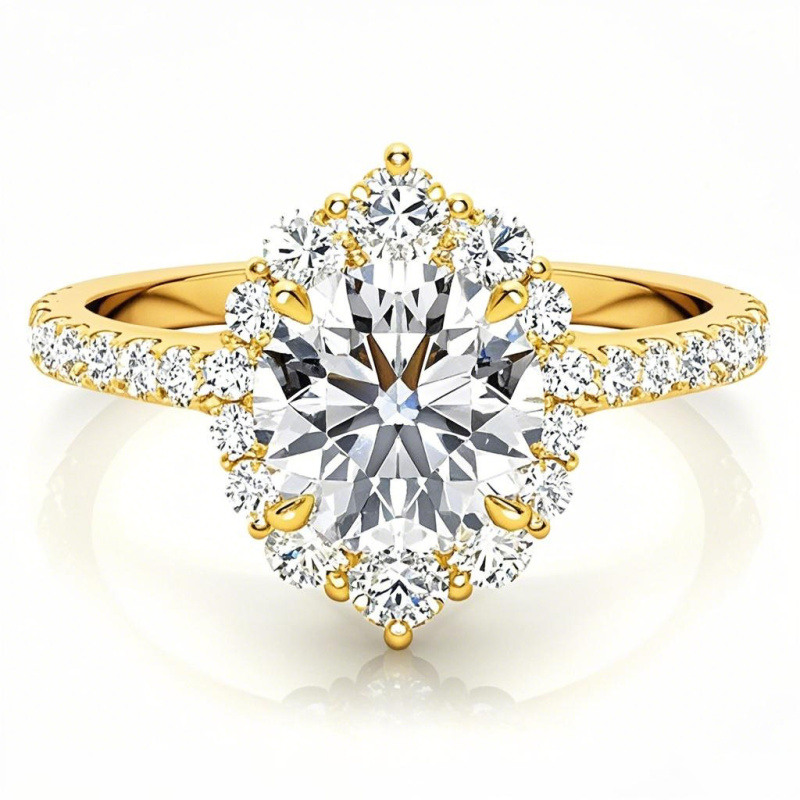 18K Gold Round Cut Moissanite Engagement Ring-1