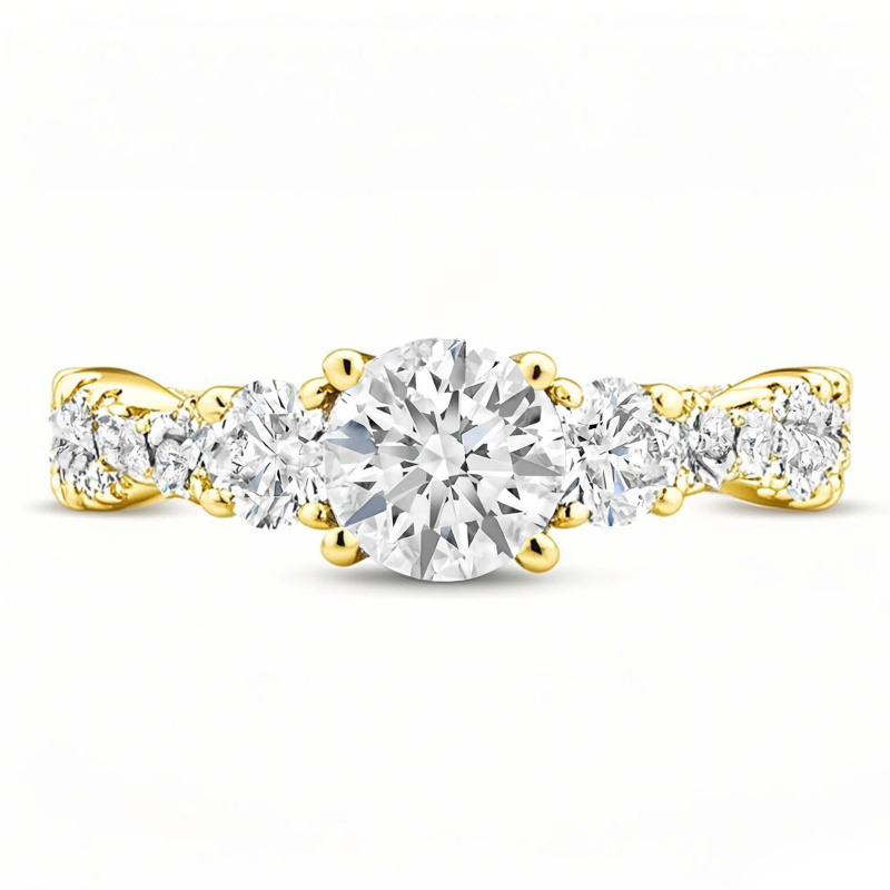 Anillo de compromiso de oro de 10 quilates con moissanita de talla redonda-1