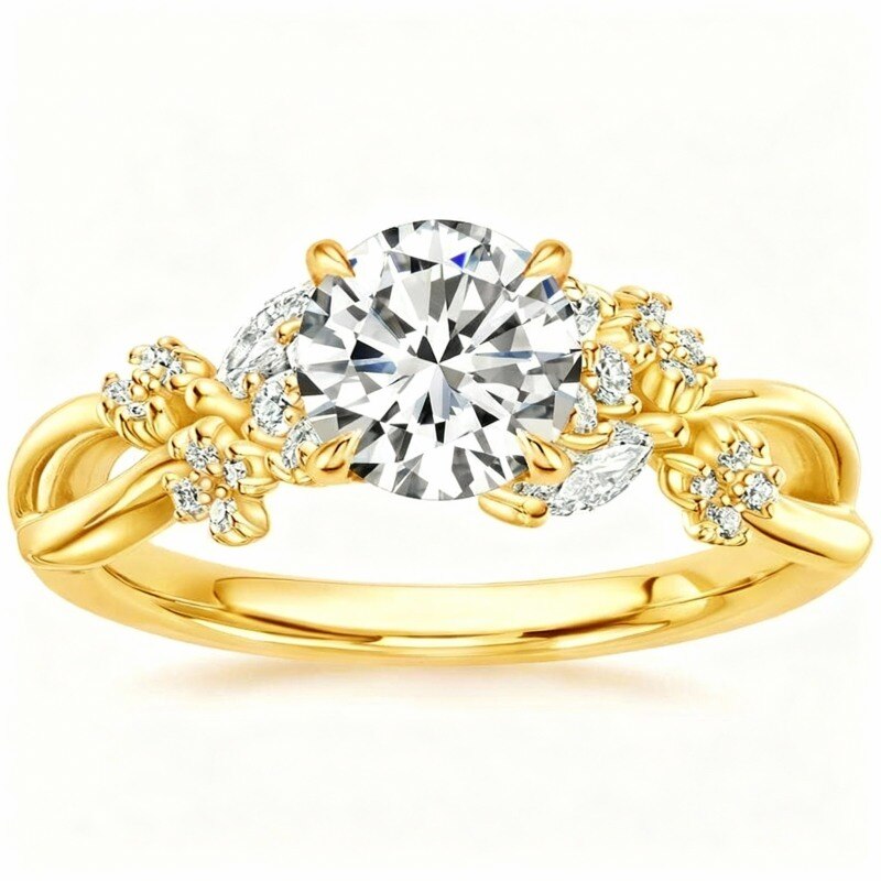 Bague de fiançailles en or 10 carats avec moissanite taille ronde-1