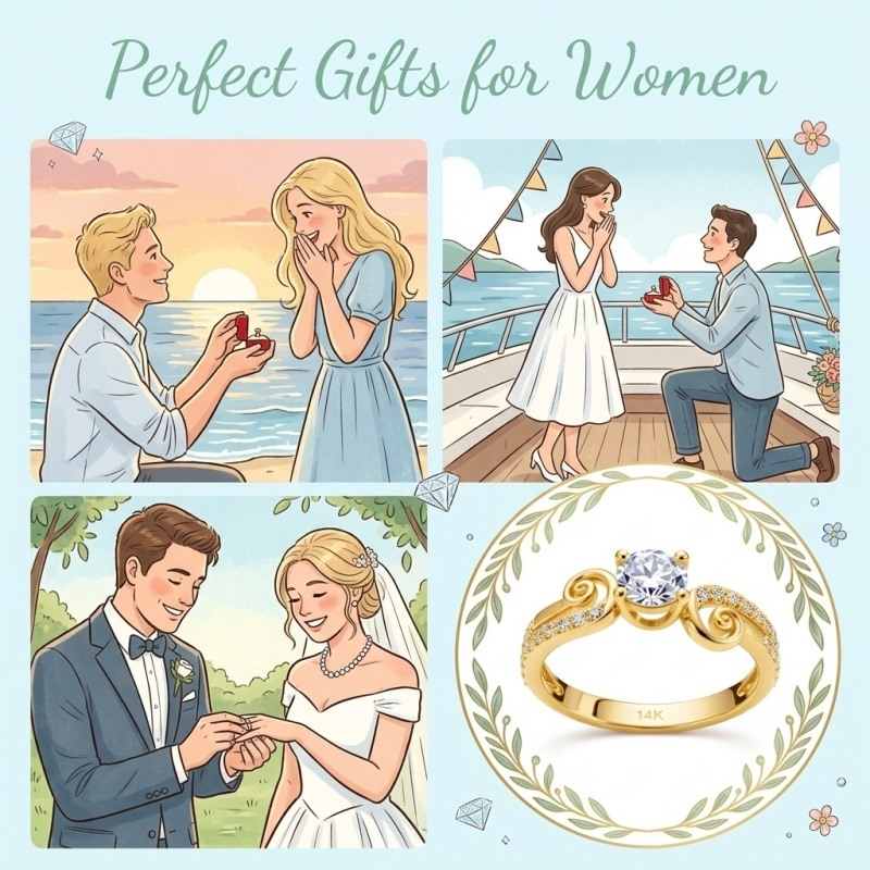 14K Gold Round Cut Moissanite Engagement Ring-4