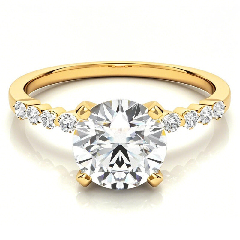 Anillo de compromiso de oro de 18 quilates con moissanita de talla redonda-1