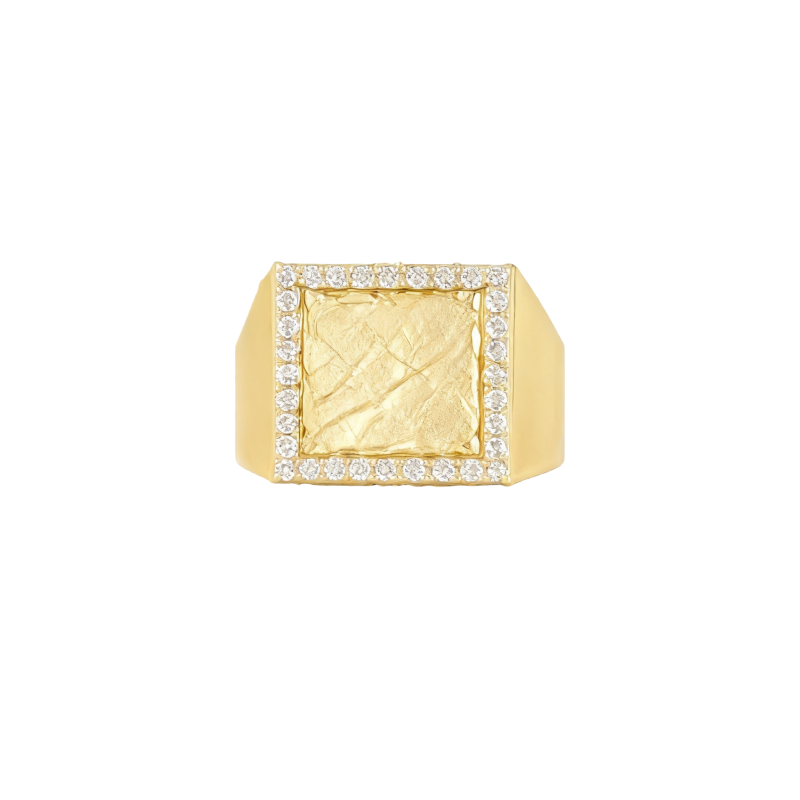 Anillo de compromiso de oro de 18 quilates con moissanita de talla redonda para hombre.-1