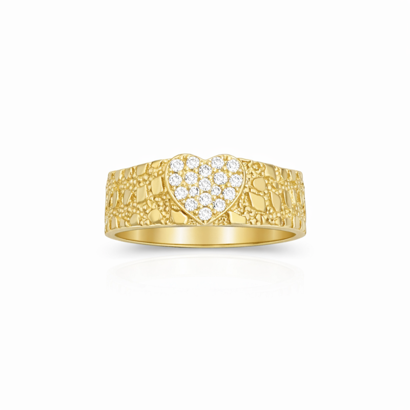 10K-Gold-Ring mit rundem Schliff und Herz-Form aus Moissanit für Herren-15