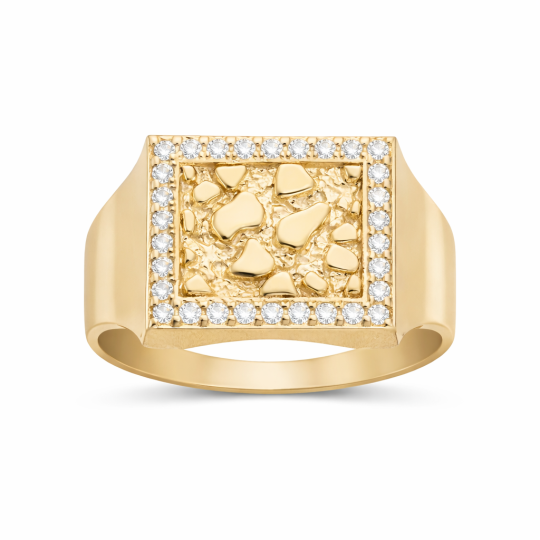 10K Gold Round Cut Moissanite Nugget Ring for Men