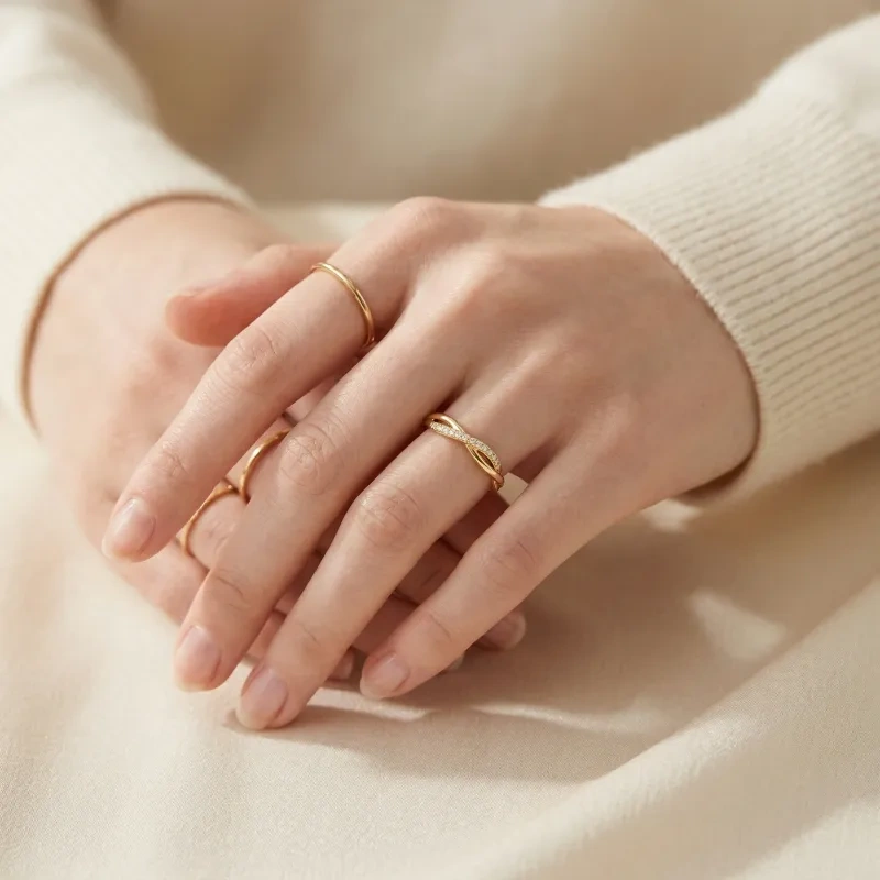 10K Gold Round Cut Moissanite Ring-2