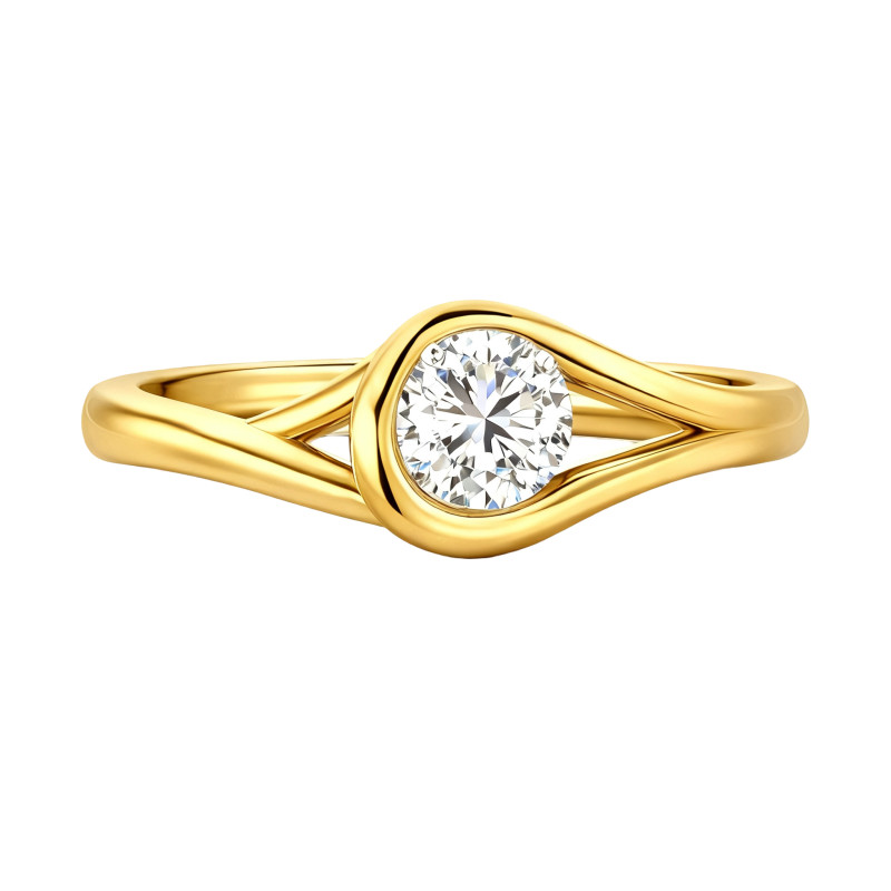 Anillo de oro de 18 quilates con moissanita de talla redonda-1