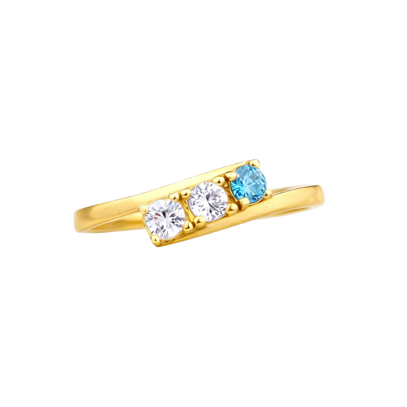 10K Gold Round Cut Personalized Birthstone & Engravable Birthstone Ring-1