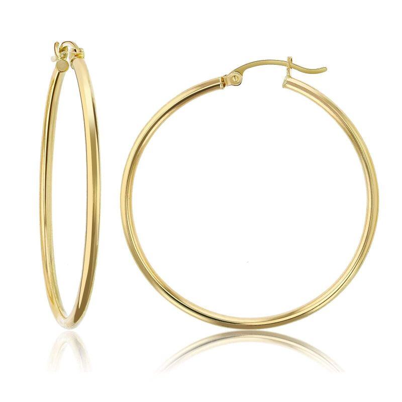Pendientes de aro redondos de oro de 10 quilates-1