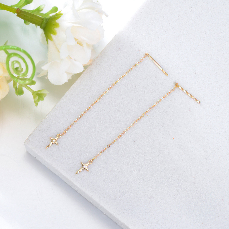 Boucles d'oreilles pendantes en or 18K avec croix en Moissanite ronde-4