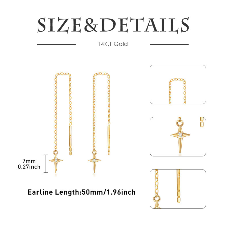 Boucles d'oreilles pendantes en or 18K avec croix en Moissanite ronde-6