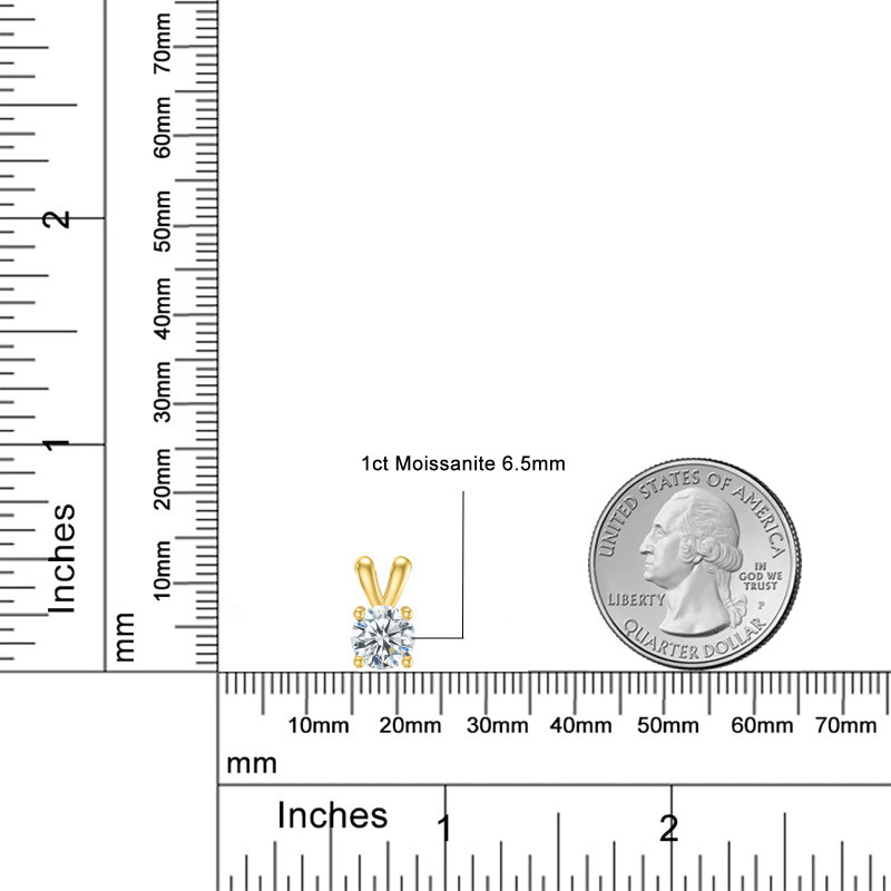 10K Gold Runde Moissanit Anhänger Halskette-5