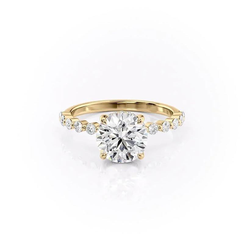 10K Gold Round Moissanite Ring-1