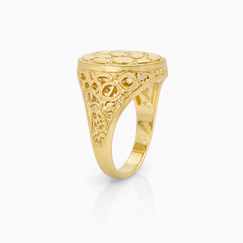 Anillo redondo de oro de 14 quilates para hombre-3