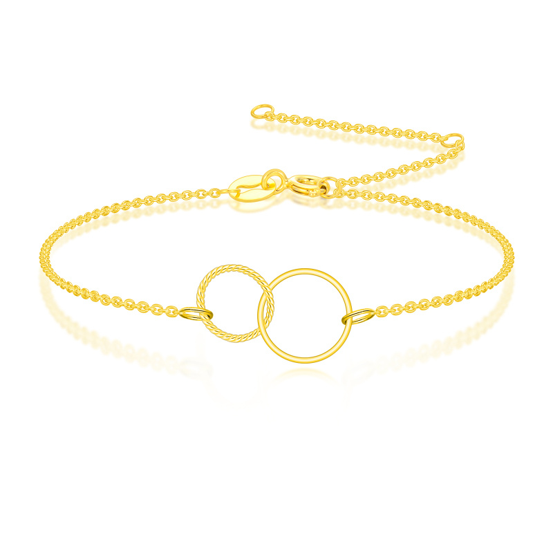 Pulsera con dije de anillo redondo de oro de 10 quilates-1