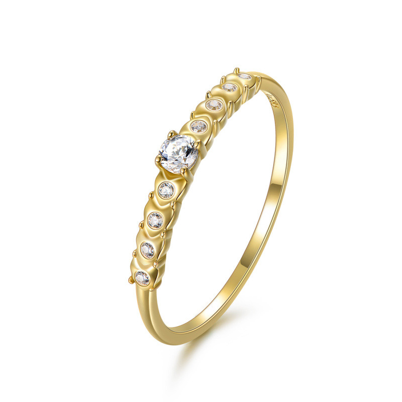10K Gold Round Shaped Cubic Zirconia Ring-1