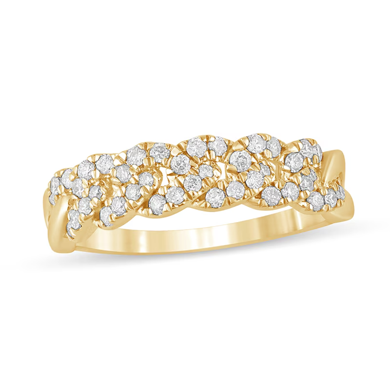 Anillo apilable personalizado para parejas en oro de 10 quilates con diamante redondo, color I, claridad I3, certificado IGI 3EX.-1