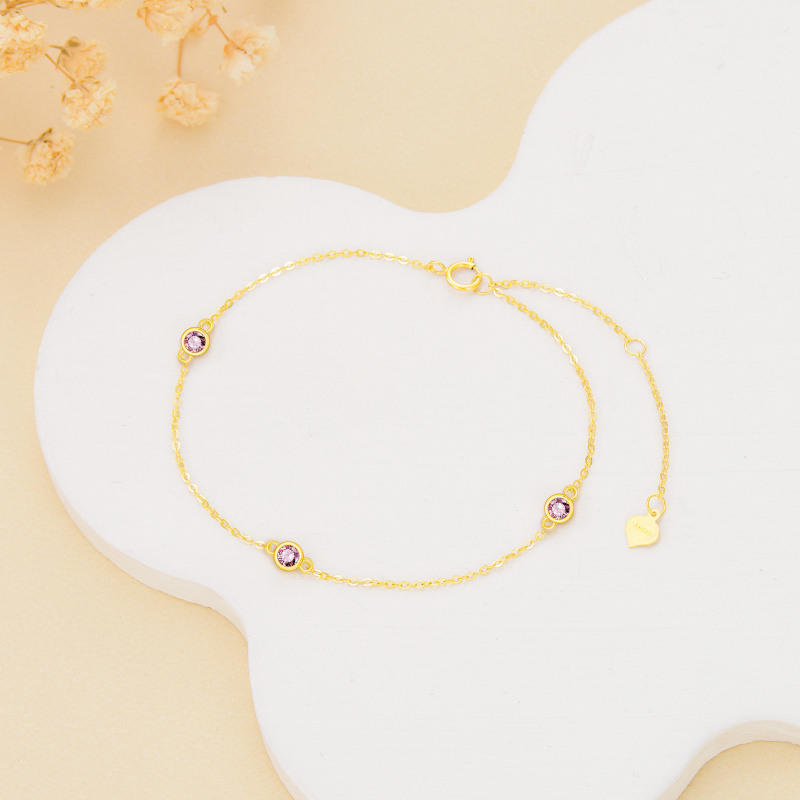 Pulsera con dije de turmalina redonda en oro de 18 quilates-2