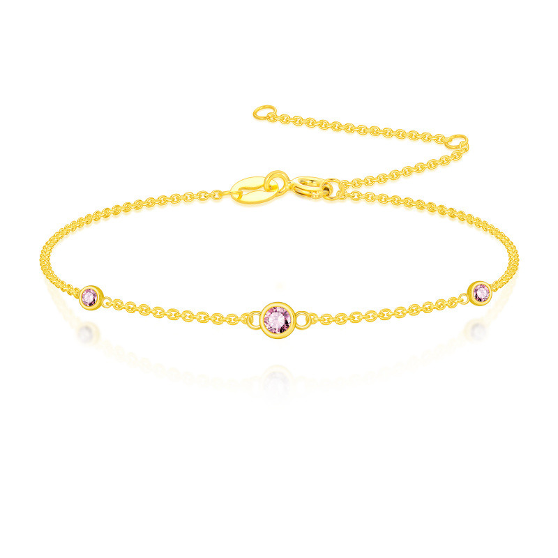 Pulsera con dije de turmalina redonda en oro de 18 quilates-1