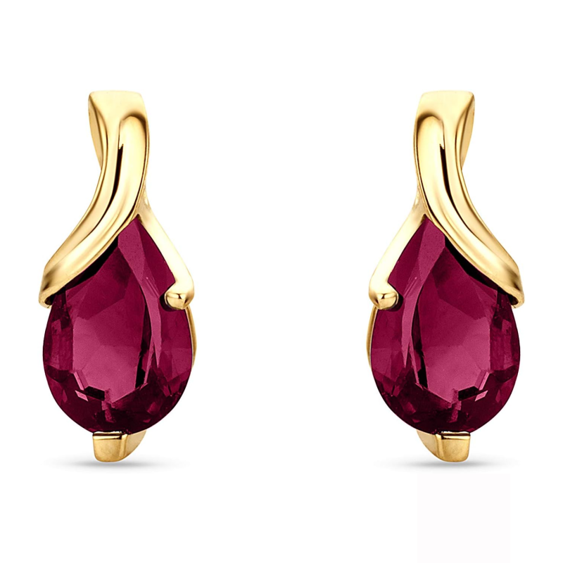 18K Gold Ruby Grandmother & Mother Drop Shape Stud Earrings Gemstone Earrings-1