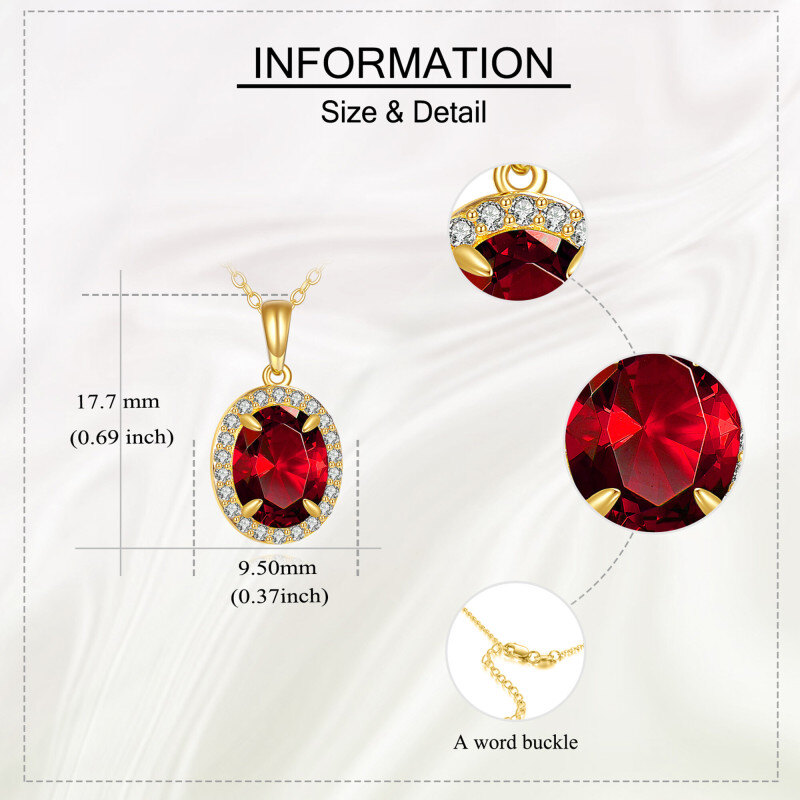 18K Gold Ruby Oval Shaped Pendant Necklace-5