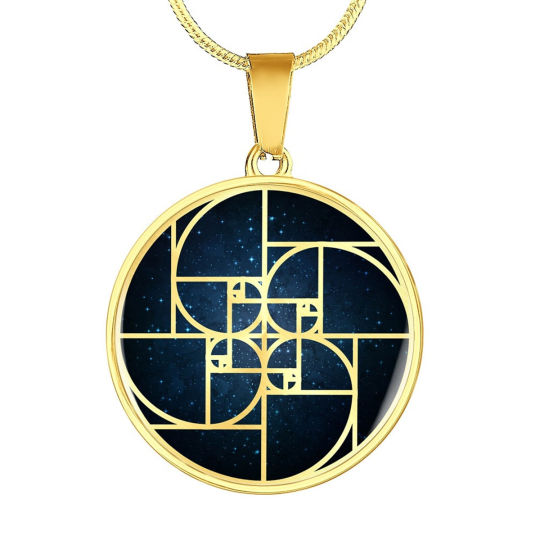 Halskette aus vergoldetem Silber mit Motiv der Heiligen Geometrie, Schmuck für Technikbegeisterte, Geschenk für Lehrer, Halskette mit Goldenem Schnitt, Geometrische Halskette