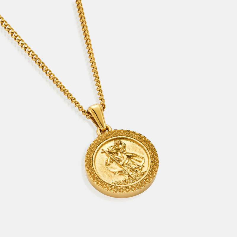 y manteniendo el orden al salir: Nuestro impresionante collar de moneda de oro 14K presenta al venerado San Cristóbal, convirtiéndolo en una pieza perfecta para hombres que valoran tanto el estilo como el simbolismo. Hecho de oro de alta calidad, esta exquisita joya es un accesorio versátil que puede elevar cualquier atuendo, ya sea para uso diario o para ocasiones especiales.-3