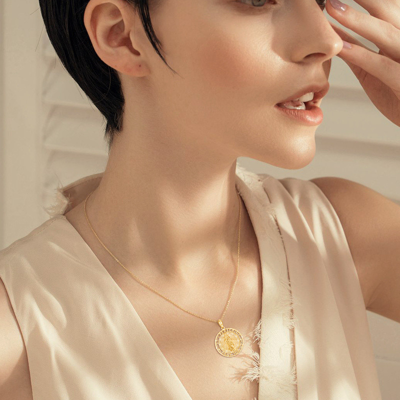 14K Gold Saint Peregrine Pendant Necklace for Men-2