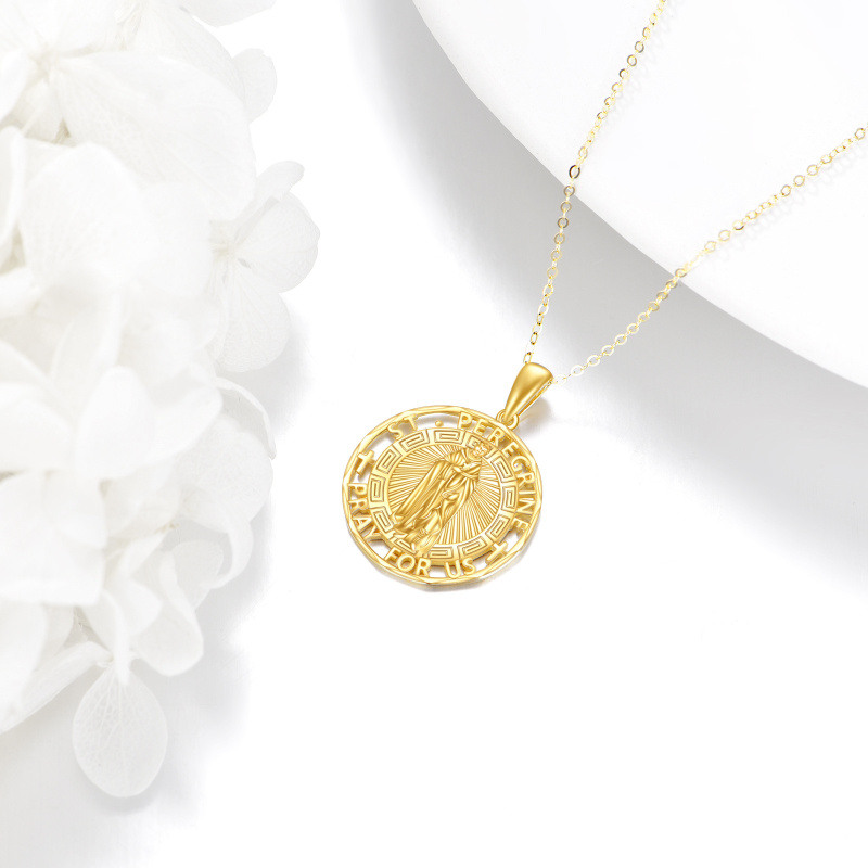 14K Gold Saint Peregrine Pendant Necklace for Men-4
