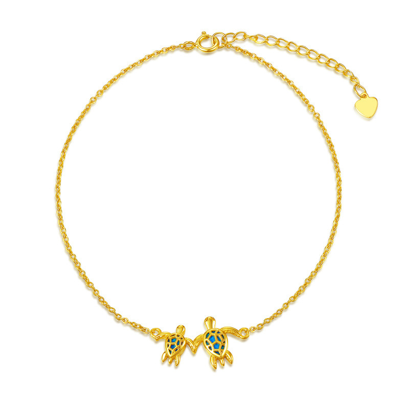 10K Gold Sea Turtle Single Layer Charm Anklet-1