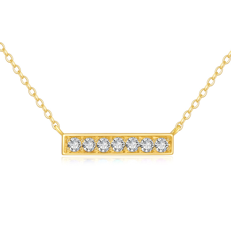 Collar con barra de siete circonitas cúbicas redondas en oro de 18 quilates-1
