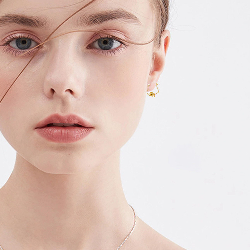 Boucles d'oreilles créoles paresseux en or 18 carats-2