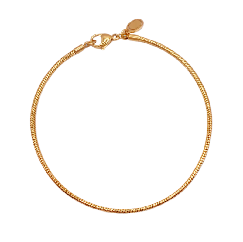 Sterling Silver with Yellow Gold Plated Snake Chain Bracelet 2mm-1